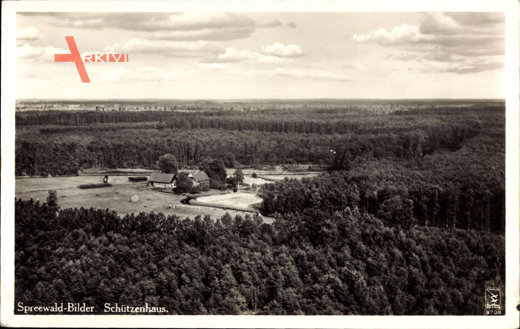 Spreewaldbilder, Schützenhaus, Fliegeraufnahme, Waldgebiet
