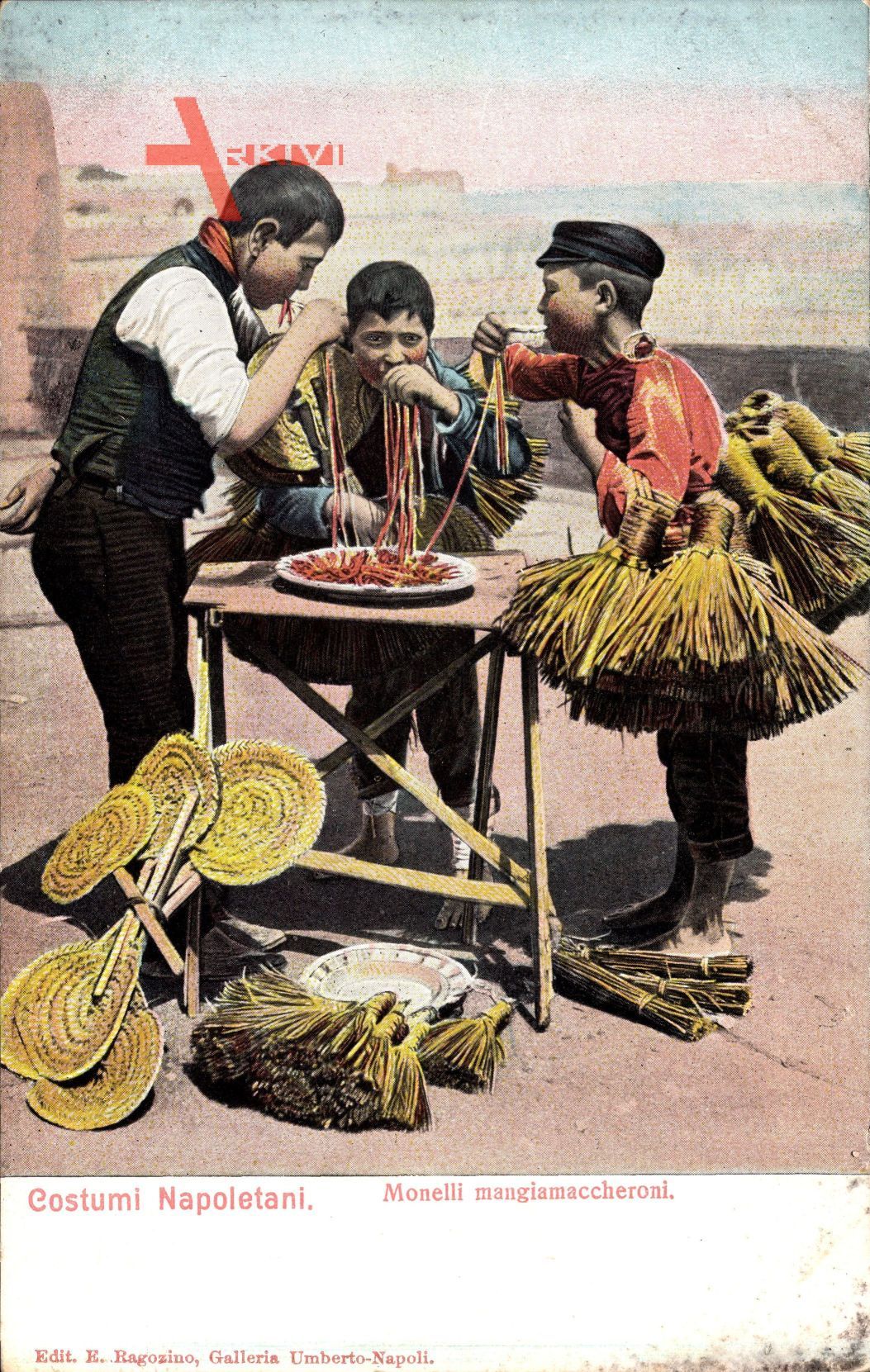 Costumi Napoletani, Monelli mangiamaccheroni, Ital. Kinder essen Nudeln