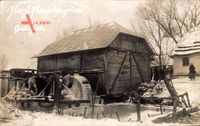 Galizien Ukraine, Wassermühle im Winter, Zugefroren, Bauernhof