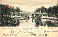 Berlin Wilmersdorf Grunewald, Hertha See mit Brücke und Umgebung