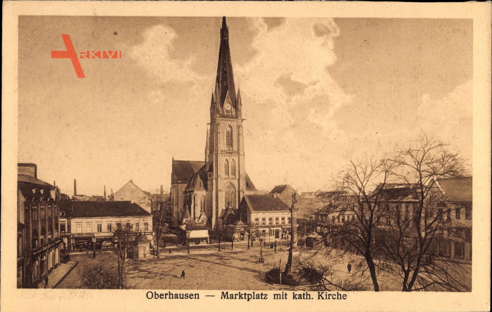 Oberhausen am Rhein Nordrhein Westfalen, Marktplatz mit Katholischer Kirche