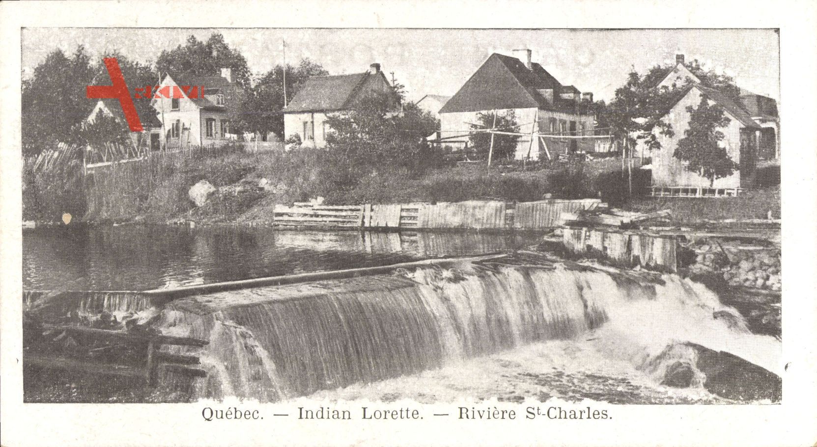Québec Kanada, Indian Lorette, Rivière St. Charles, Wehr