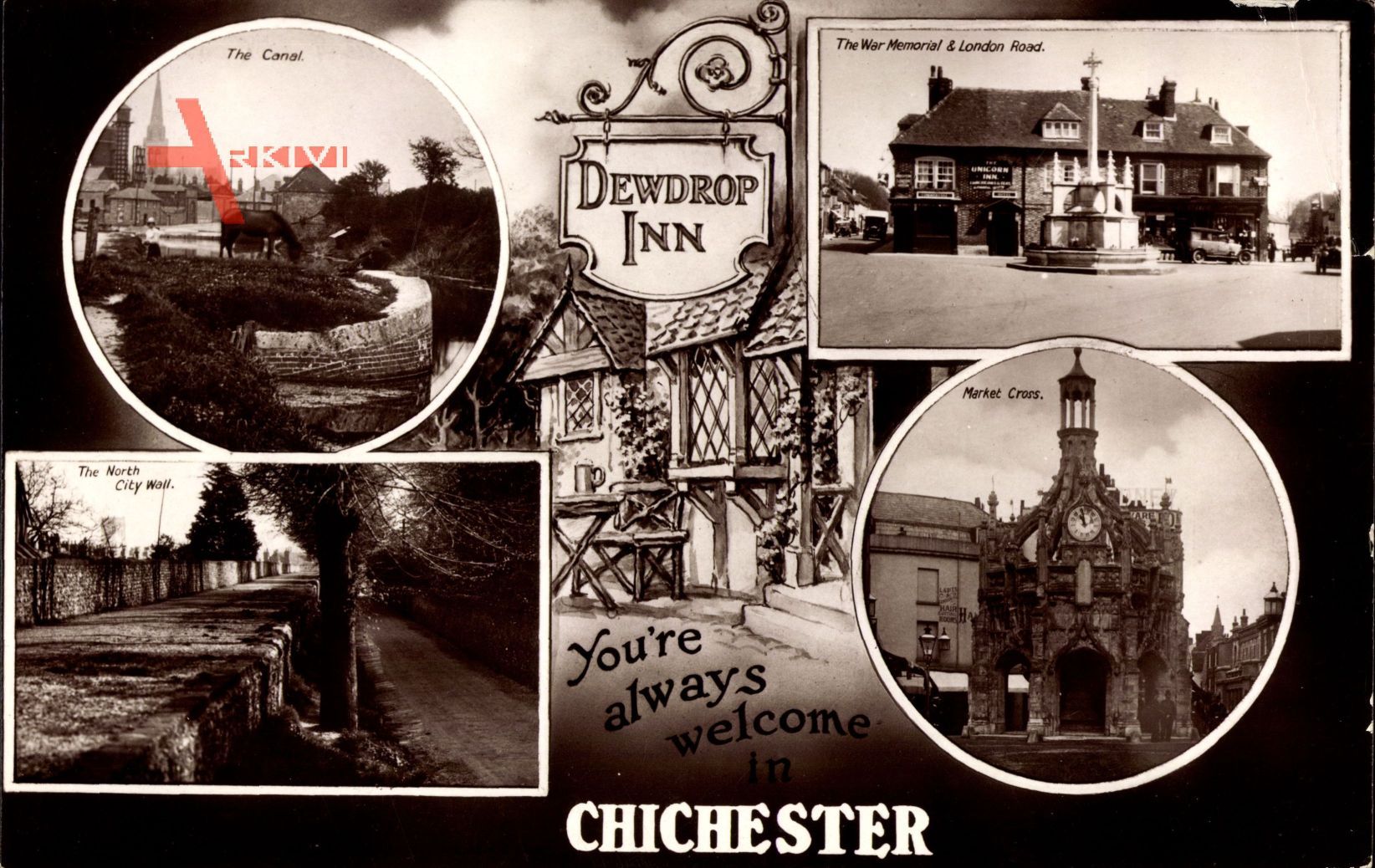 Chichester South East, Dewdropt Inn, Canal, London Road, Memorial