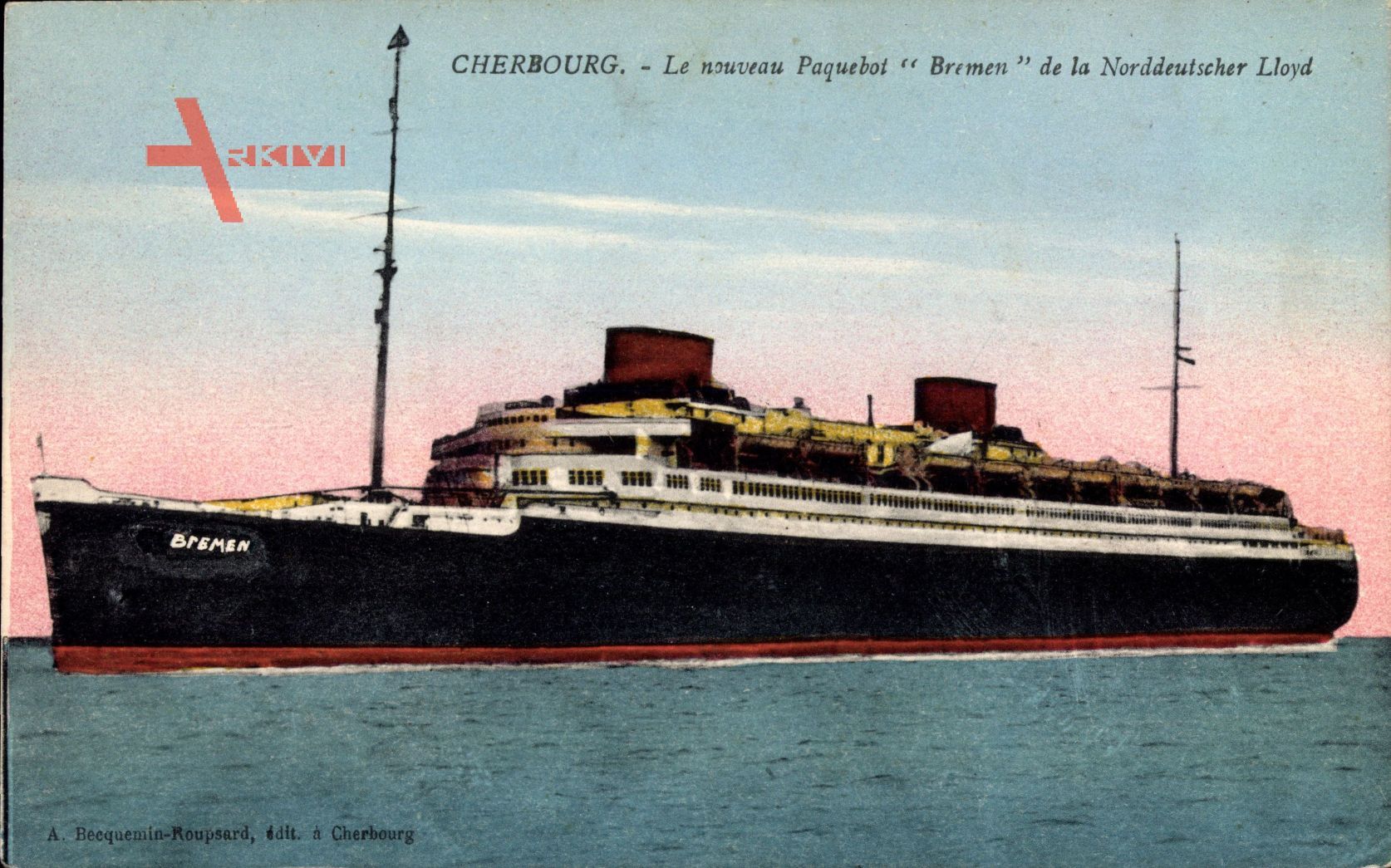 Cherbourg, Paquebot Bremen, Norddeutscher Lloyd Bremen, Dampfer