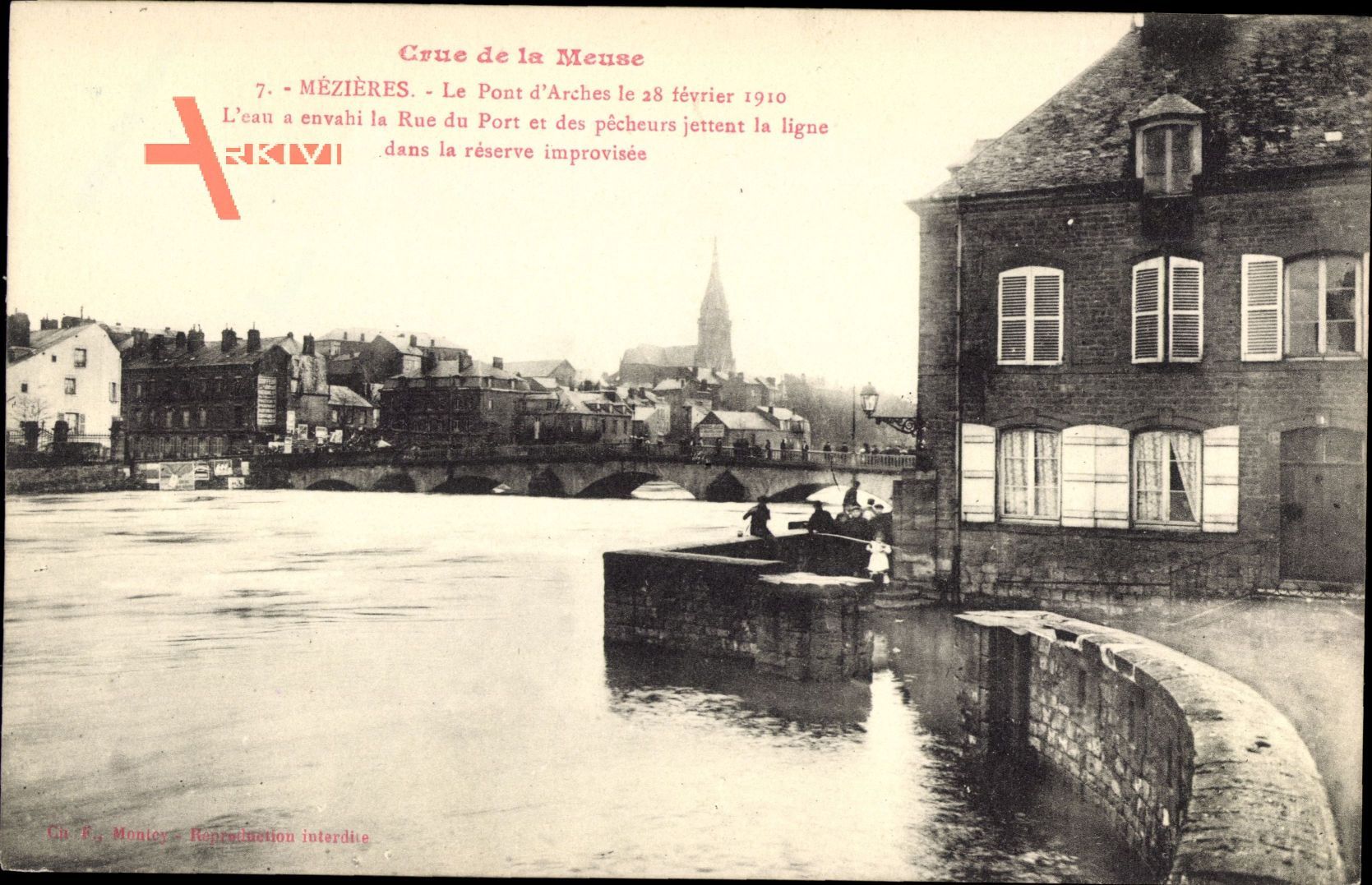 Mézières Ardennes, Le Pont d'Arches 1910, Crue de la Meuse, Rue du Port