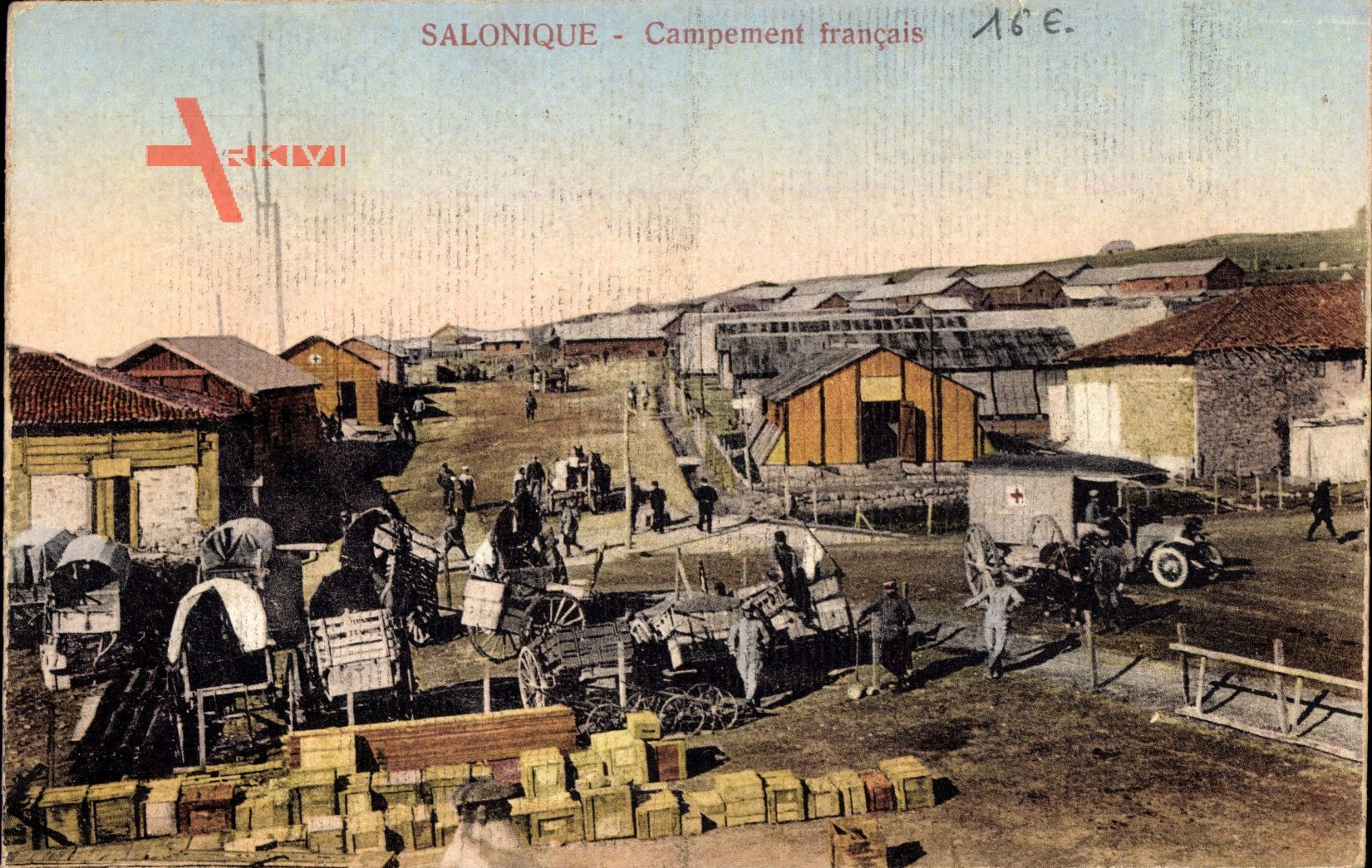 Saloniki Griechenland, Campement francais, Krankenwagen, Soldaten, Baracken