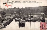 Givet Ardennes, La Meuse, Le Port, Hafenpartie mit Frachtschiffen