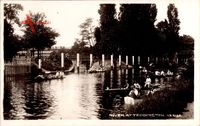 Teddington London City, View of a River, bridge, rowing boats