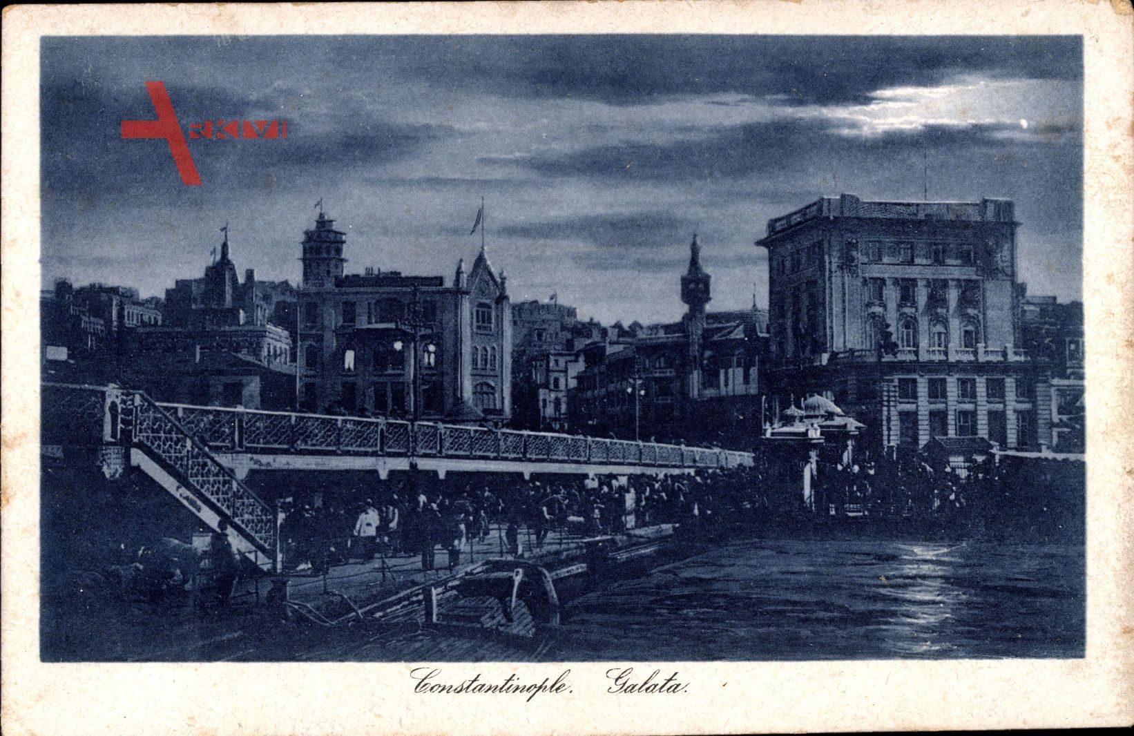 Konstantinopel Istanbul Türkei, Galata, Flusspartie mit Brücke und Stadtblick