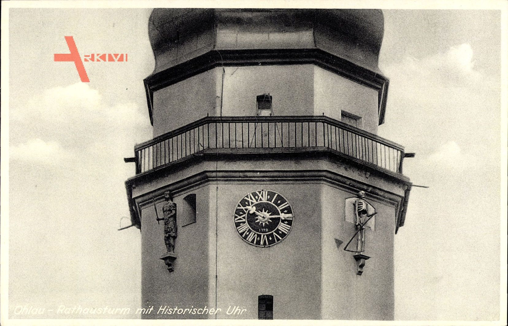 Oława Ohlau Schlesien, Rathausturm mit Historischer Uhr, Stengel 72790