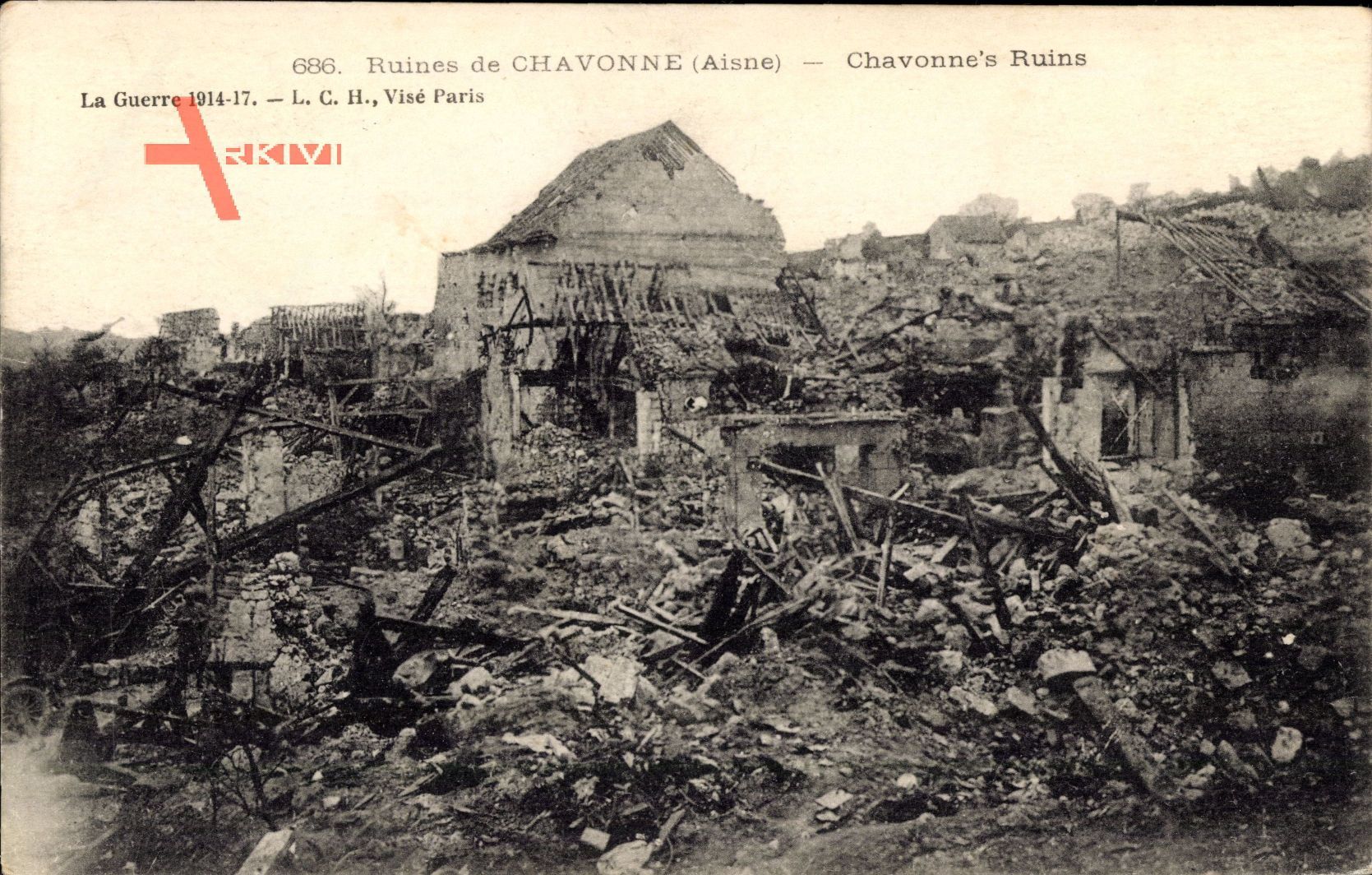 Chavonne Aisne, Ruines, Stadt in Trümmern, Erster Weltkrieg