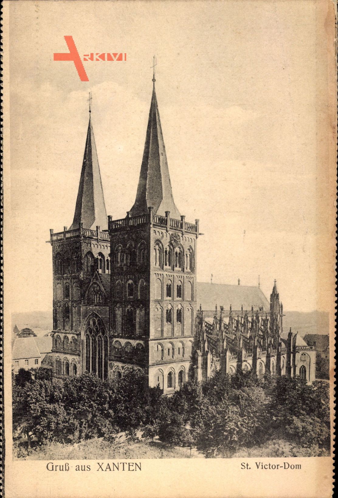 Xanten am Niederrhein, Blick auf den St. Victor Dom, Fassade, Kirchturm