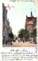 Gdańsk Danzig, Johannisgasse und Kirche, Passanten