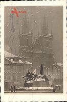 Praha Prag, Gotische Teynkirche, Denkmal, Winter, Schnee