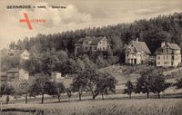 Gernrode im Harz, Osterhöhe, Totalansicht, Häuser am Waldrand