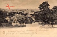 Gernrode Quedlinburg Harz, Blick über die Dächer auf Stiftskirche