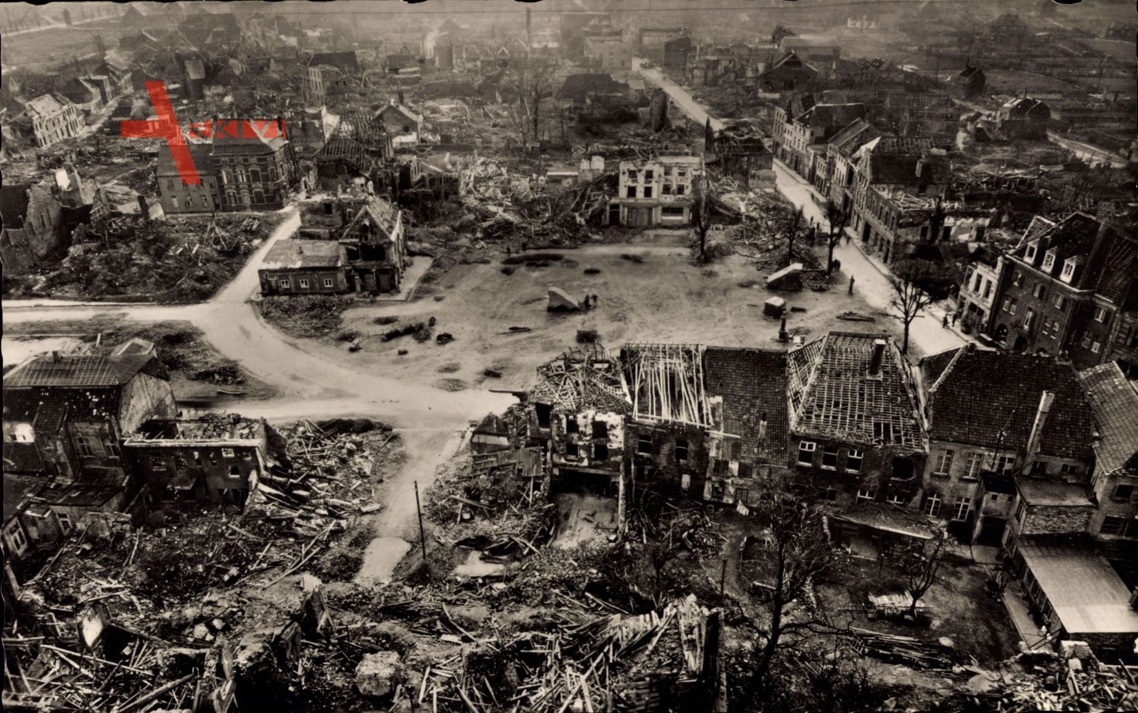 Xanten am Niederrhein, Zerstörte Häuser 1945, Kriegszerstörungen