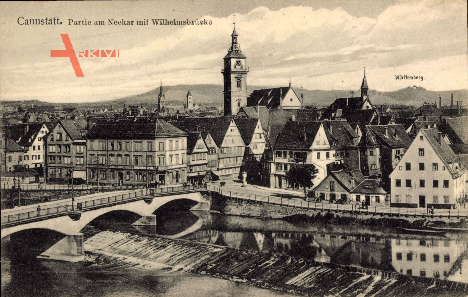Stuttgart Cannstatt in Baden Württemberg, Neckarpartie mit Wilhelmsbrücke