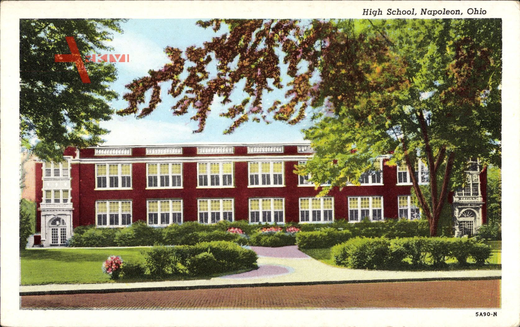 Napoleon Ohio USA, View of the High School, street view, facade