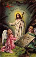 Glückwunsch Ostern, Jesus, Der Herr ist auferstanden, Engel, INRI