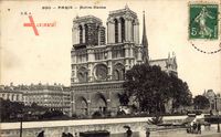 Paris, Straßenpartie mit Blick auf Kathedrale Notre Dame, Fensterrose