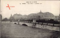 Paris, Crue de la Seine, Pont d'Iena, 27 Janvier 1910, Hochwasser, Fluss