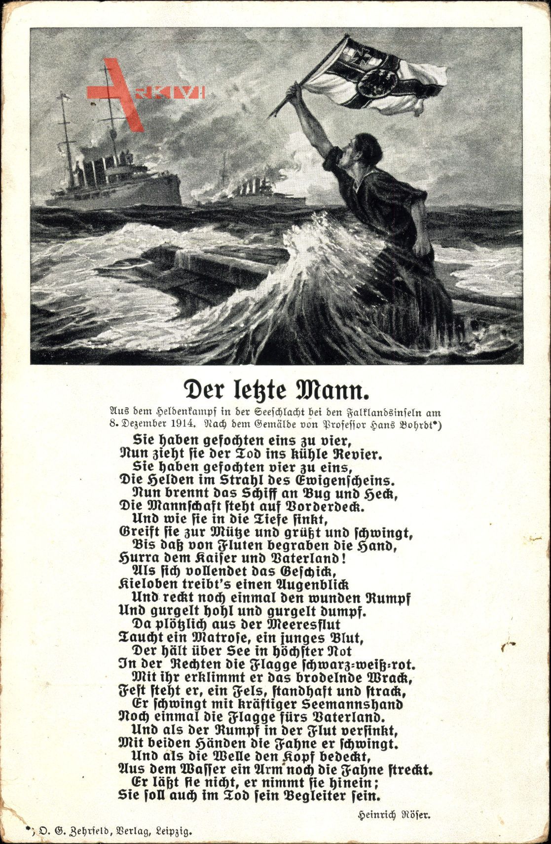 Lied Der letzte Mann, Heinrich Röser, Sinkendes Schiff, Fahnenschwenker