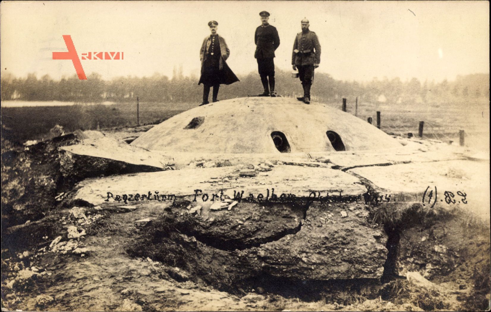 Panzerturm bei Fort Waelhom, Belgien, Weltkrieg 1914
