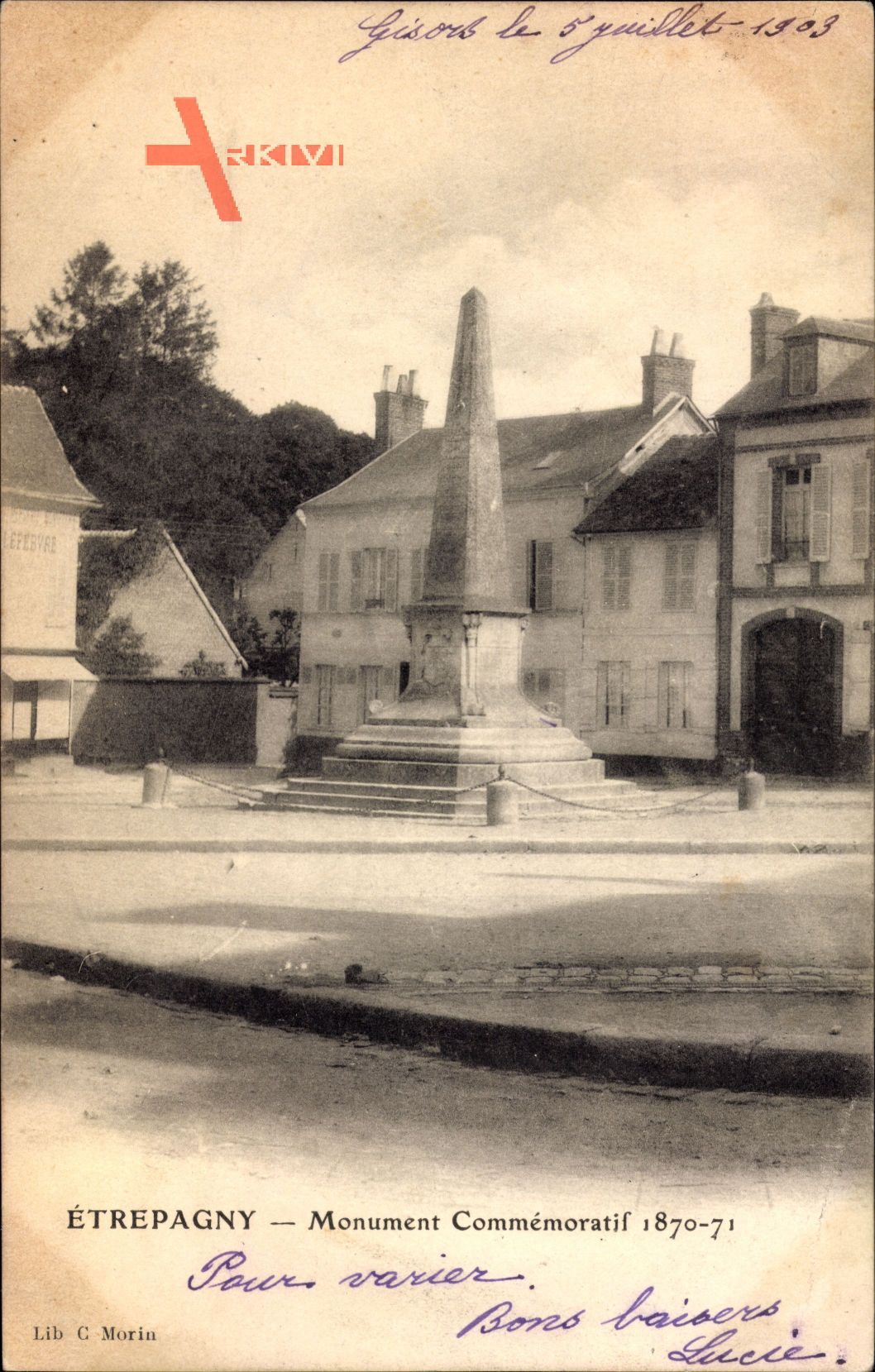 Etrepagny Eure, Monument Commemoratif 1870 à 1871, Obelisk, Denkmal