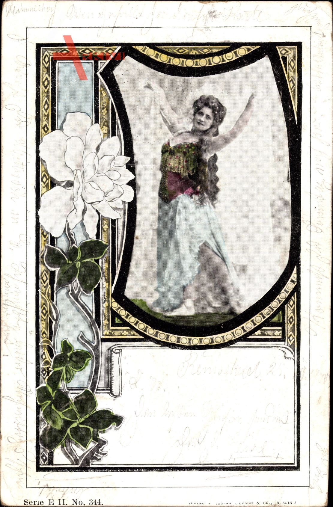 Passepartout Frauen, In Tanzpose, Schleier, Blumen