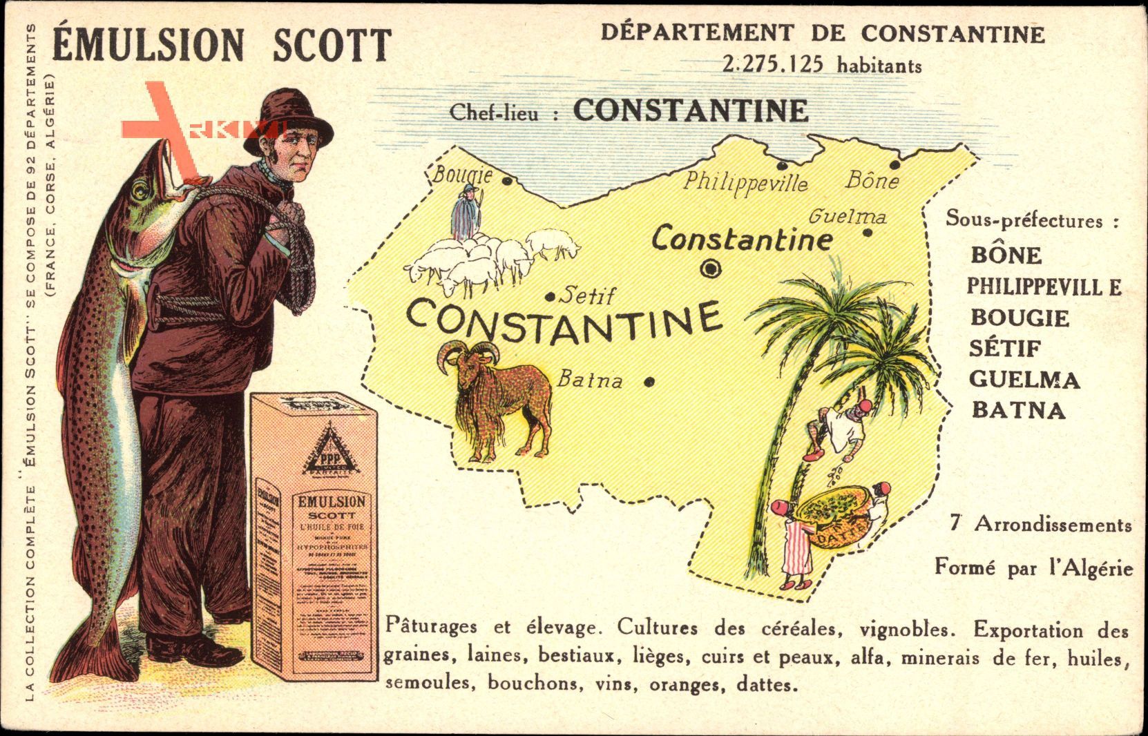 Landkarten Constantine Algerien, Émulsion Scott, Poisson