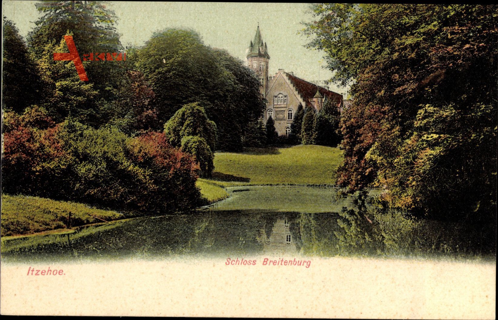 Itzehoe in Schleswig Holstein, Blick auf Schloss Breitenburg über Gewässer