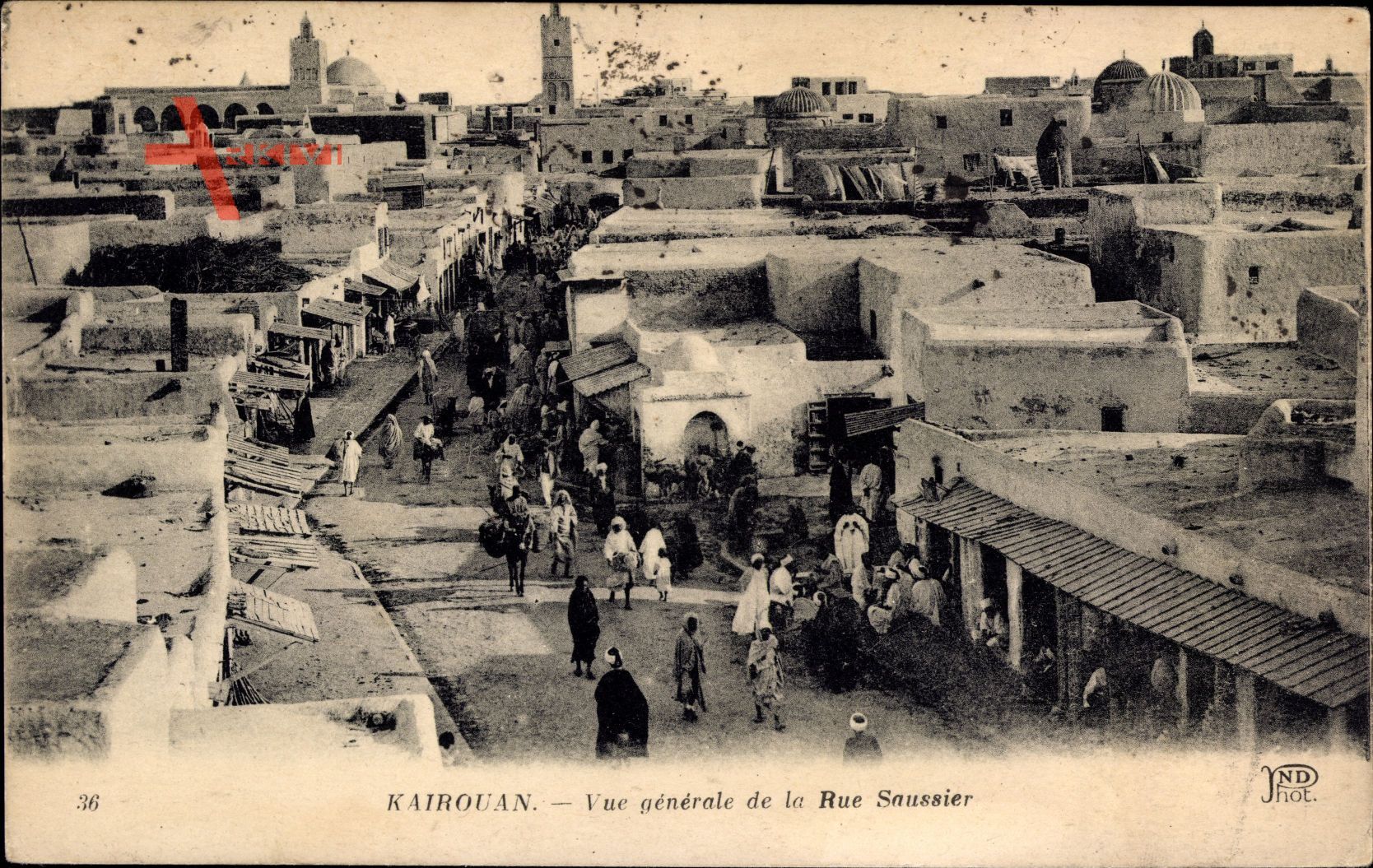 Kairouan Tunesien, Vue general de la Rue Saussier, Marktstände
