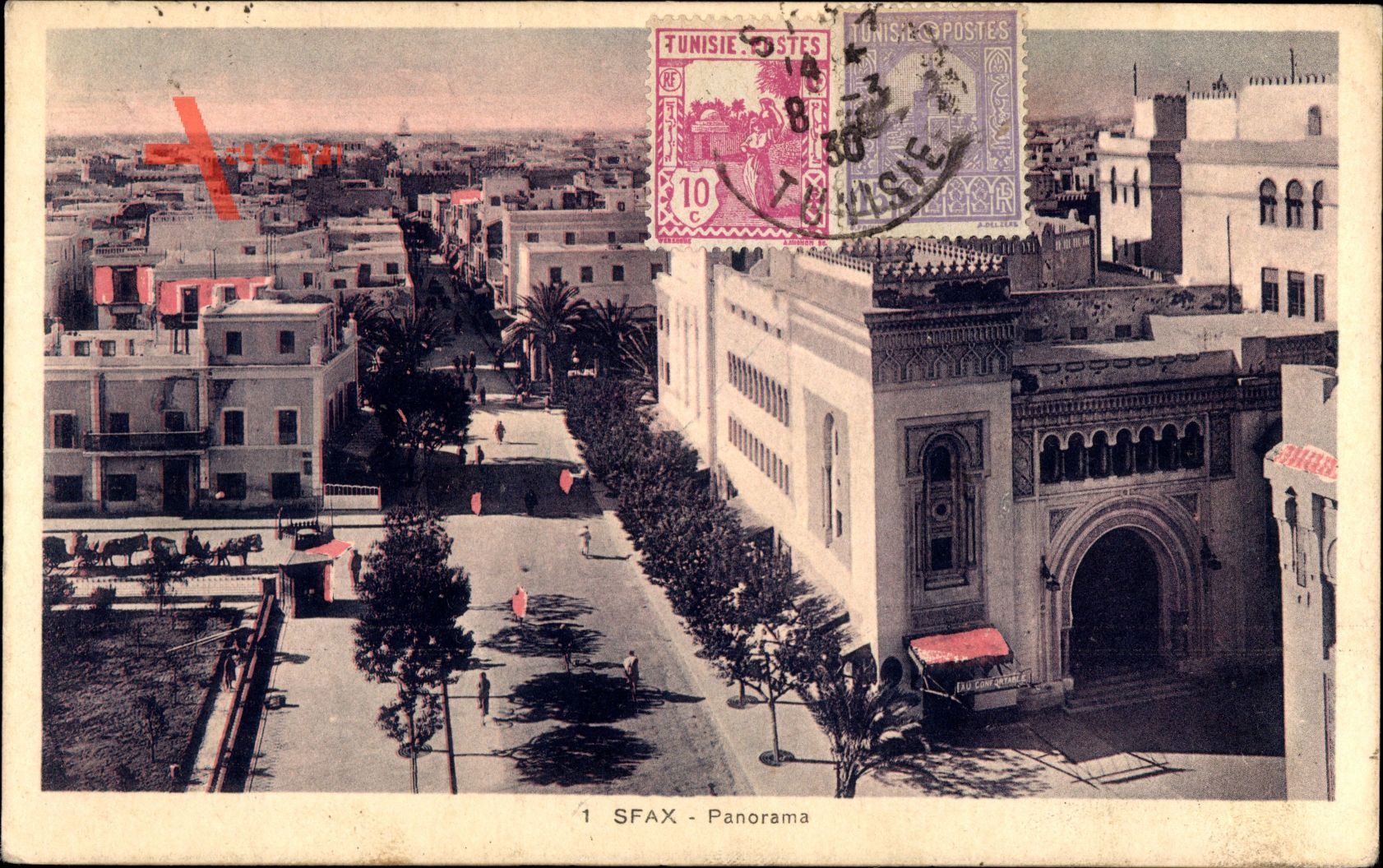 Sfax Tunesien, Blick über die Stadt, Marktgebäude, Straßenpartie