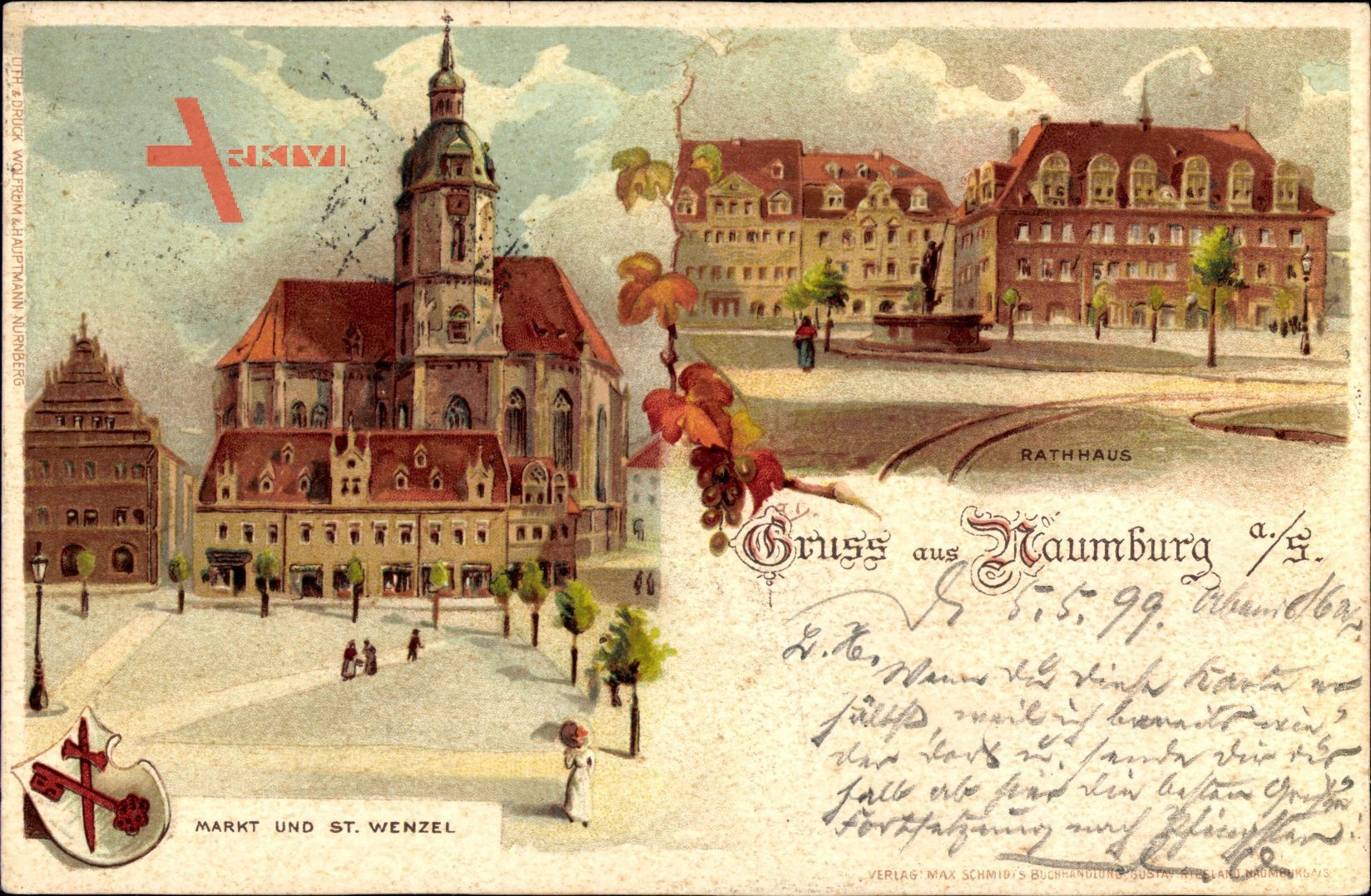 Wappen Naumburg an der Saale, Rathaus, Markt und St. Wenzel, Straßenpartie