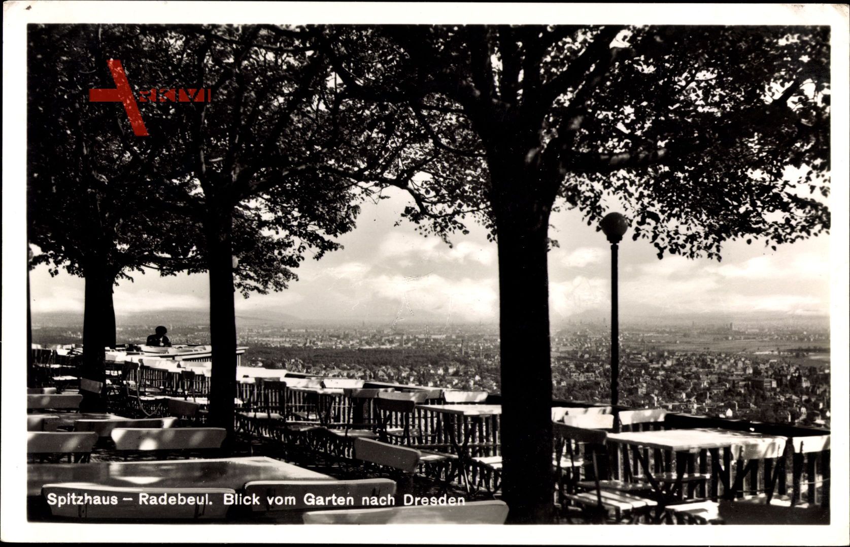 Radebeul, Spitzhaus, Blick vom Garten nach Dresden, Alfred Fischer