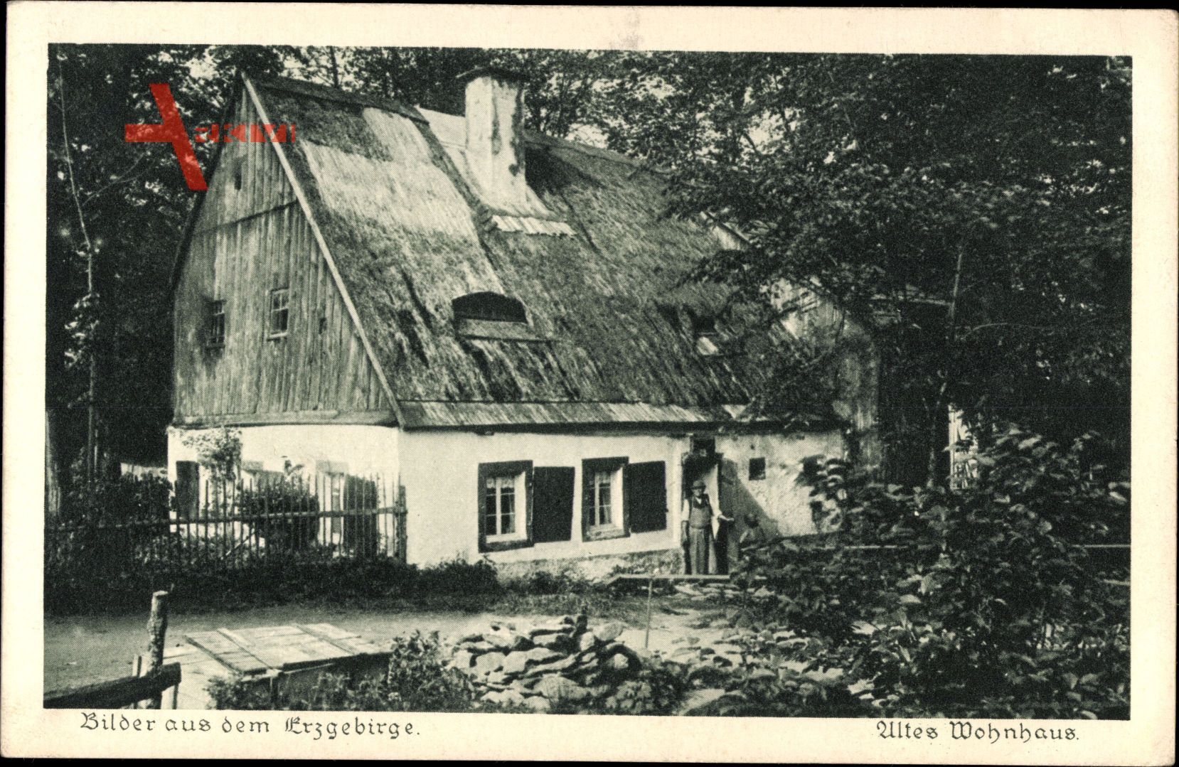 Bilder aus dem Erzgebirge, Altes Wohnhaus mit Reetdach