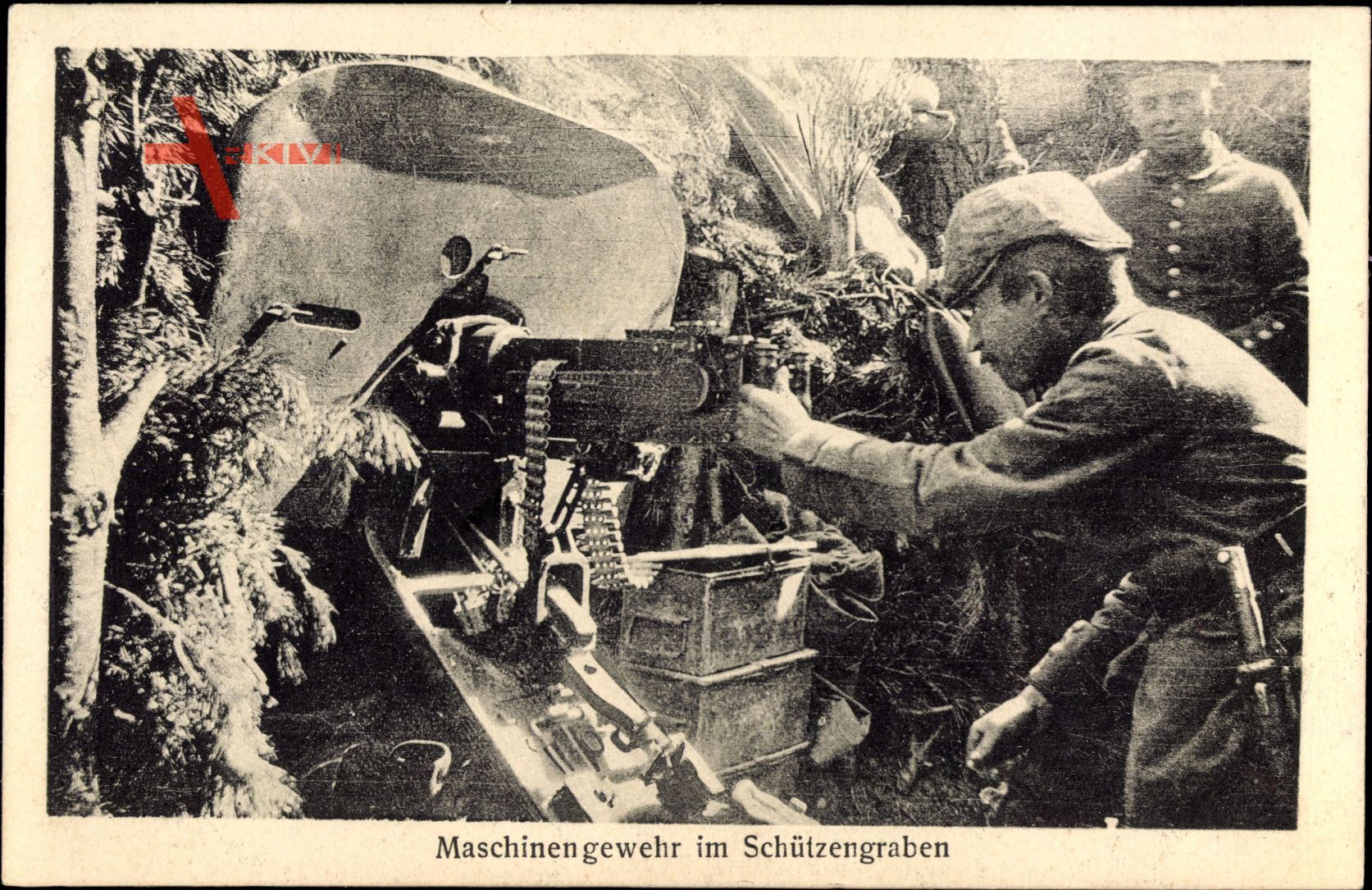 Deutsche Soldaten, Maschinengewehr im Schützengraben