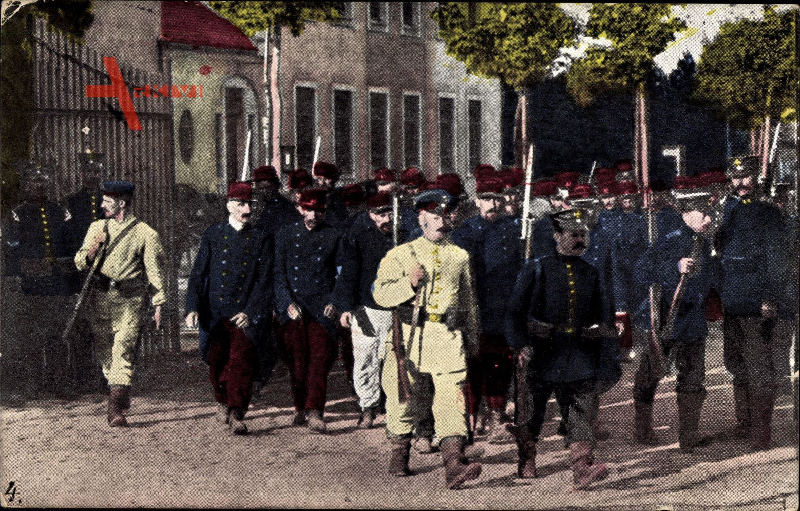 Kriegsgefangene Franzosen bei der Arbeit, Wächter