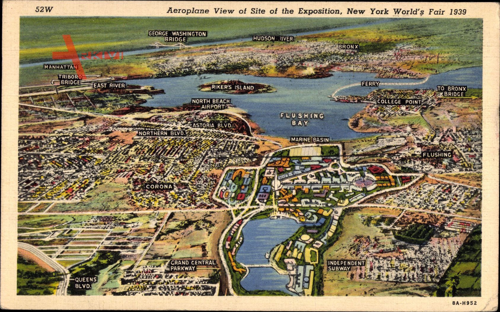 Landkarten New York City USA, Site of World Fair 1939, Fliegeraufnahme