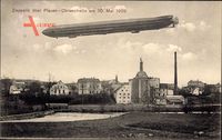 Plauen Chrieschwitz im Vogtland, Zeppelin über der Ortschaft, 30 Mai 1909