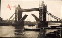 London City, Tower Bridge, Offene Brücke über der Themse