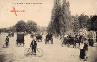 Paris, Bois de Boulogne, Promenade im Wald, Pferdekutschen, Fahrradfahrer