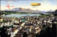 Luzern Stadt Schweiz, Blick vom Gütsch auf Zeppelin und Ortschaft