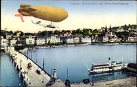 Luzern Stadt Schweiz, Quaibrücke mit Schweizerhofquai und Zeppelin