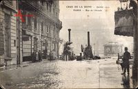 Paris, Crue de la Seine, Janvier 1910, Rue de lArcade, Traktoren
