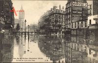 Paris, Crue de la Seine, Janvier 1910, Rue de Lyon sous leau