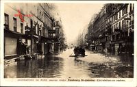 Paris, Inondations le Janvier 1910,Faubourg St. Antoine,Circulation en radeau