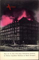 Geyer im Erzgebirge Sachsen, Durch Blitzschlag zerstörtes Rathaus, Juli 1914