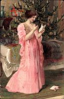 Frohe Weihnachten, Geschenke unter dem Tannenbaum, Frau